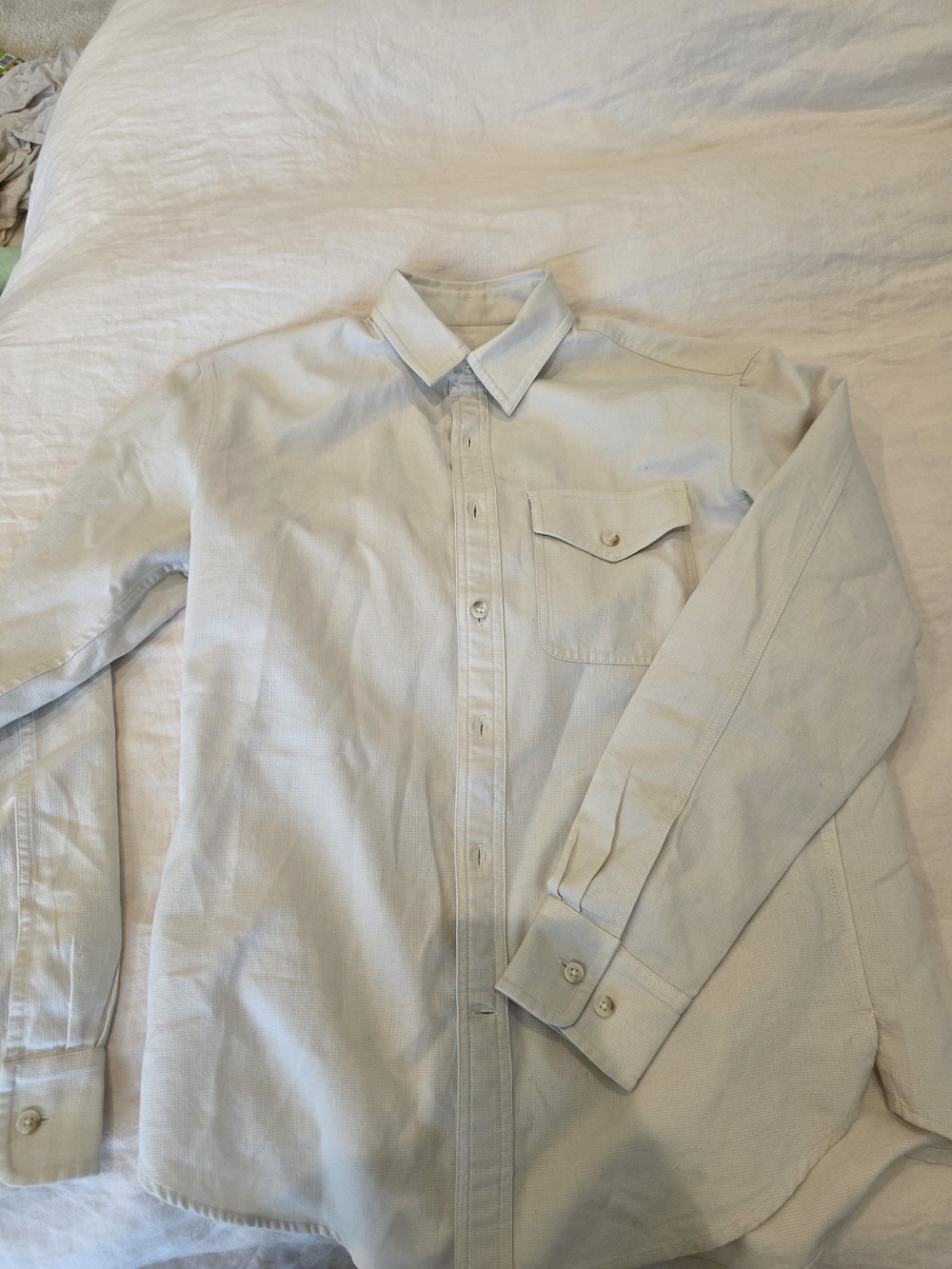 Club Monaco Men's Light Cream Button-Down Casual Shirt